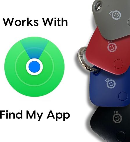 Lost and Found - 4-Pack Smart Locator Tag, Item Finder for Keys, Wallet, Luggage, Pets, Compatible with Apple 'Find My' App (Black/Blue/Red/Silver) in Saudi Arabia