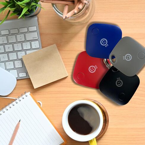 Lost and Found - 4-Pack Smart Locator Tag, Item Finder for Keys, Wallet, Luggage, Pets, Compatible with Apple 'Find My' App (Black/Blue/Red/Silver) in Saudi Arabia