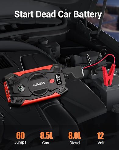 JAOPAE Car Jump Starter, 3000A Portable Car Battery Charger for Up to 8.5L Gas & 8.0L Diesel Engines, 12V 30000mAh Car Jump Box with 4 Modes Flashlight, Power Bank Function, Smart Jumper Cables in Saudi Arabia