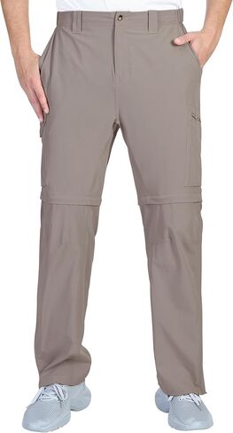 سراويل المشي لمسافات طويلة للرجال من Outdoor Ventures، سراويل قابلة للتحويل خفيفة الوزن وسريعة الجفاف، سراويل كارجو قابلة للتمدد بسحاب للصيد أثناء السفر in Kuwait