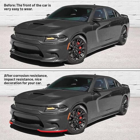 Front Bumper Lip Splitter Protector Compatible with Dodge Charger Hellcat/SRT 392 / Scat Pack/RT Scat Pack/GT/RT 2015-2021, Black, Pack of 2 in Saudi Arabia