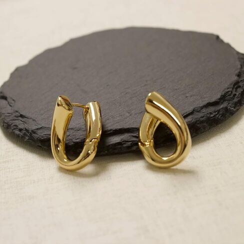 Artie Aura Gold Hoop Earrings for Women - 16K Gold Plated Huggies for Gift - Chunky Open Hoops for Girls - Lightweight Everyday Fashion Jewelry in Saudi Arabia
