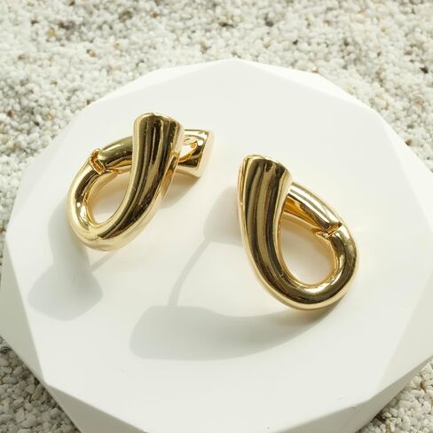Artie Aura Gold Hoop Earrings for Women - 16K Gold Plated Huggies for Gift - Chunky Open Hoops for Girls - Lightweight Everyday Fashion Jewelry in Saudi Arabia