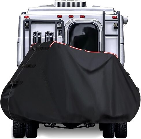 غطاء رف الدراجة من AUTOLION لحامل النقل لشاحنة السيارة RV SUV لدراجة واحدة، قماش أكسفورد 420D مع مادة داخلية جديدة من القطن لحماية من المطر والغبار والأوساخ - السفر والتخزين في الهواء الطلق in Kuwait