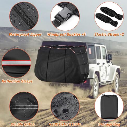 غطاء رف الدراجة من AUTOLION لحامل النقل لشاحنة السيارة RV SUV لدراجة واحدة، قماش أكسفورد 420D مع مادة داخلية جديدة من القطن لحماية من المطر والغبار والأوساخ - السفر والتخزين في الهواء الطلق in Kuwait