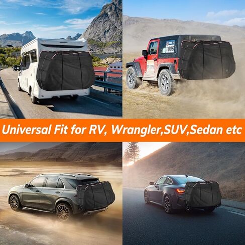غطاء رف الدراجة من AUTOLION لحامل النقل لشاحنة السيارة RV SUV لدراجة واحدة، قماش أكسفورد 420D مع مادة داخلية جديدة من القطن لحماية من المطر والغبار والأوساخ - السفر والتخزين في الهواء الطلق in Kuwait