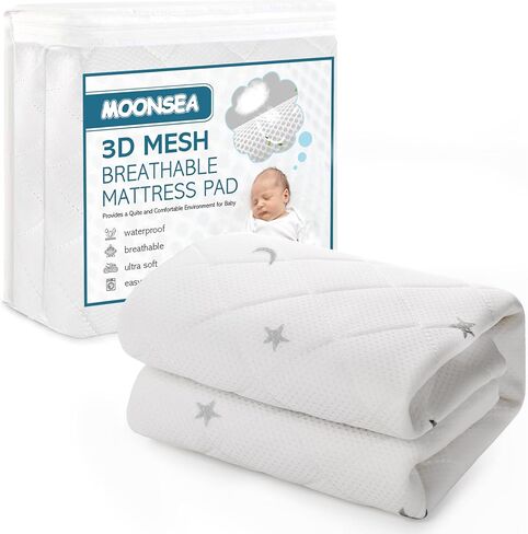 ملاءة مرتبة مقاومة للماء من Moonsea للعب لأربع أمهات، واقي غطاء مرتبة يناسب 4 أمهات Breeze Plus Playard & Breeze GO Playard، ملاءة Pack N Play تناسب مرتبة مقاس 28.5 بوصة × 41 بوصة in Kuwait