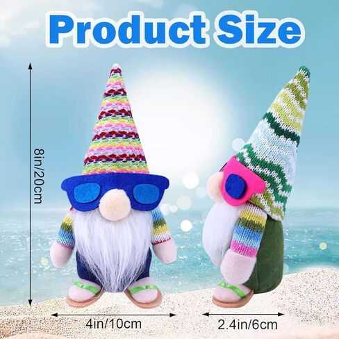 dakuo 2pcs الصيف التماثيل القطيفة، اليدوية الشاطئ التماثيل الزينة للمنزل السويدية tomte الاسكندنافية قزم لبيت المزرعة صينية ديكور عطلة حزب المطبخ طاولة الربيع ديكور الهدايا in Kuwait