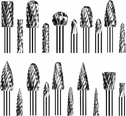 مجموعة شفرات كربيد فيتنتشر متوافقة مع ساق دريميل 1/8 بوصة، 20 قطعة من مجموعات شفرات كربيد القطع لدريميل، مجموعة شفرات دوارة مزدوجة القطع للنحت المعدني والنقش والحفر والتلميع in Kuwait