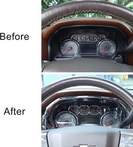 Voodola لـ 2010-2017 Chevy Silverado GMC Sierra Dash Board لوحة القيادة وحدة التحكم فآسيا أداة قياس العنقودية الملحقات الداخلية ABS كروم 1 قطعة in Kuwait