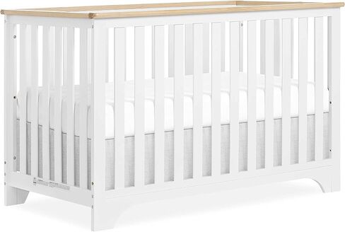 Dream On Me Orion 5-in-1 Convertible Crib with Removable Changing Tray in Vintage White Oak, JPMA & Greenguard Gold Certified, Made of Sustainable New Zealand Pinewood in Saudi Arabia