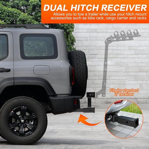 وصلة ربط مزدوجة من LOCKIETTA تناسب جهاز استقبال 2 بوصة، موسع وصلة مقطورة مزدوجة يصل إلى 8 9 10 بوصة أقصى طول، مضاد للحشرجة 7-1/2 بوصة ارتفاع أو قطرة، 4000 رطل GTW / 400 رطل TW، مع دبوس وصلة ومشبك in Kuwait