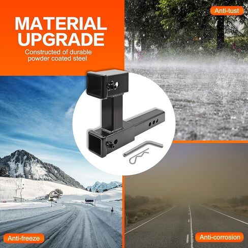 وصلة ربط مزدوجة من LOCKIETTA تناسب جهاز استقبال 2 بوصة، موسع وصلة مقطورة مزدوجة يصل إلى 8 9 10 بوصة أقصى طول، مضاد للحشرجة 7-1/2 بوصة ارتفاع أو قطرة، 4000 رطل GTW / 400 رطل TW، مع دبوس وصلة ومشبك in Kuwait