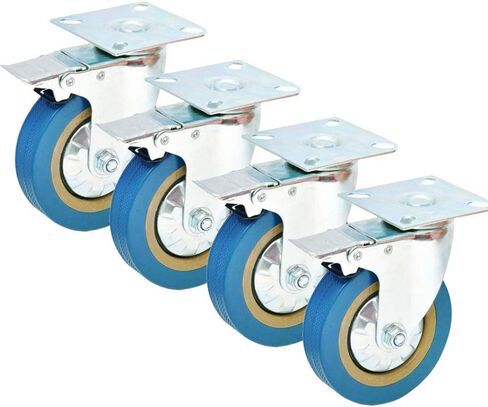 Youngine 4 Pack Caster Wheels Heavy Duty Swivel Casters with Brakes, Dual Locking Wheels Replacement for Industrial Trailer, Home Furniture, Office Table Cabinet (3 Inch M10 Stem) in Saudi Arabia