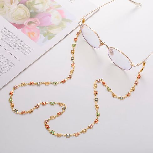 سلسلة نظارات شمسية على شكل قلب ملون من TEAMER، حامل نظارات على شكل فراشة مطرز بحزام زجاجي للقراءة للنساء in Kuwait