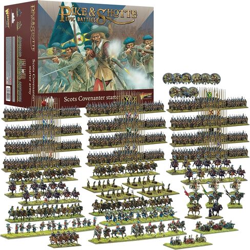 Wargames Delivered Pike & Shotte Epic Battles Scots Covenanters Starter Army - 3 Regiments Frame Guns, Dismounted, Mounted Dragoons, Lancers, Bases & Flag, Action Figures Kit by Warlord Games in Saudi Arabia