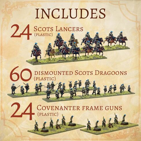 Wargames Delivered Pike & Shotte Epic Battles Scots Covenanters Starter Army - 3 Regiments Frame Guns, Dismounted, Mounted Dragoons, Lancers, Bases & Flag, Action Figures Kit by Warlord Games in Saudi Arabia
