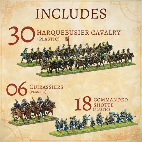 Wargames Delivered Pike & Shotte Epic Battles Scots Covenanters Starter Army - 3 Regiments Frame Guns, Dismounted, Mounted Dragoons, Lancers, Bases & Flag, Action Figures Kit by Warlord Games in Saudi Arabia