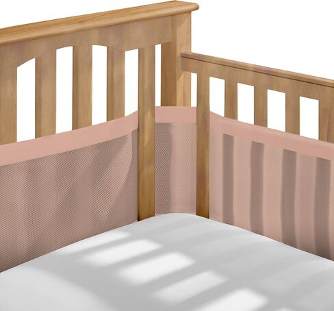 BreathableBaby Breathable Mesh Liner for Full-Size Cribs, Deluxe 4mm Mesh, Shell Pink (Size 4FS Covers 3 or 4 Sides) in Saudi Arabia
