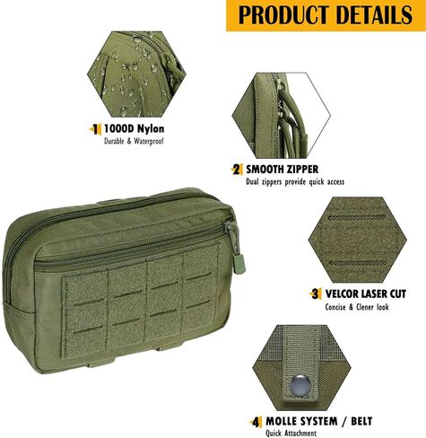حقيبة Molle Admin، حقيبة حزام أفقية للرجال العسكريين، حقيبة تنظيم الأدوات التكتيكية والعتاد EDC تتضمن 2 رقعة وسلسلة مفاتيح، لحامل اللوحة، والسترة، ووحدات اللوحة وحقائب الظهر in Saudi Arabia