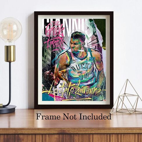 NIIORTY Basketball Stars Wall Art, Graffiti Basketball Art Prints, Stephen Curry Giannis Antetokounmpo Canvas Motivational Posters for Boy's Room Man Cave Home Decor, 4-Set (8"x10" Unframed) in Saudi Arabia