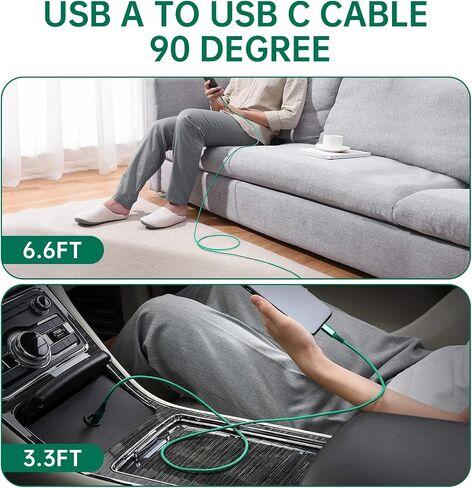 2 Pack 3 .3/6.6Ft Cable [MFi Certified] iPhone Fast Charger Cord Suitable for iPhone 14/13/12/11/X/XS/XR/XS Max/8iPad Supports Power Delivery (USB-A, Braided Gun) in Saudi Arabia