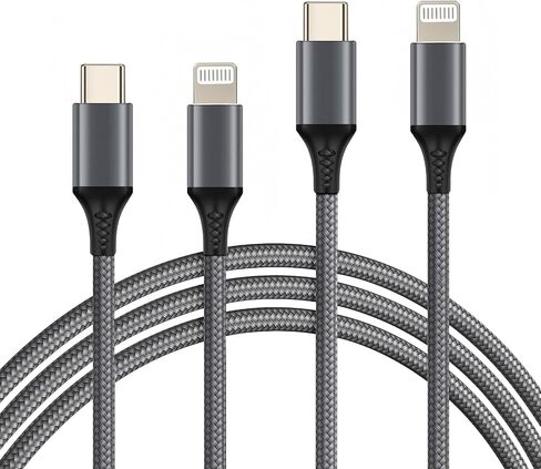 2 Pack 3 .3/6.6Ft Cable [MFi Certified] iPhone Fast Charger Cord Suitable for iPhone 14/13/12/11/X/XS/XR/XS Max/8iPad Supports Power Delivery (USB-A, Braided Gun) in Saudi Arabia
