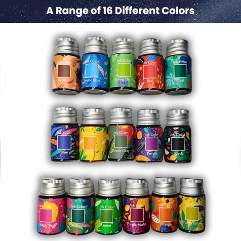 AIVN Premium Glass Pen Set, 21 Pieces - Calligraphy and Drawing Pen Set, Includes 2 Glass Pens, 16 Bottles of Ink, Pen Holder, Cleaning Cup, and Introduction Booklet in Kuwait