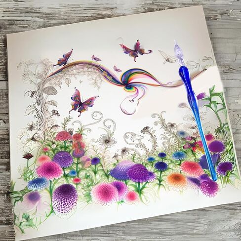 AIVN Premium Glass Pen Set, 21 Pieces - Calligraphy and Drawing Pen Set, Includes 2 Glass Pens, 16 Bottles of Ink, Pen Holder, Cleaning Cup, and Introduction Booklet in Kuwait