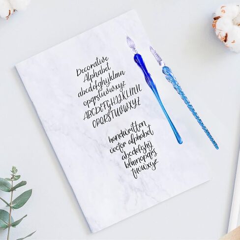 AIVN Premium Glass Pen Set, 21 Pieces - Calligraphy and Drawing Pen Set, Includes 2 Glass Pens, 16 Bottles of Ink, Pen Holder, Cleaning Cup, and Introduction Booklet in Kuwait