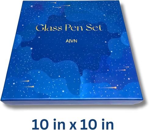 AIVN Premium Glass Pen Set, 21 Pieces - Calligraphy and Drawing Pen Set, Includes 2 Glass Pens, 16 Bottles of Ink, Pen Holder, Cleaning Cup, and Introduction Booklet in Kuwait