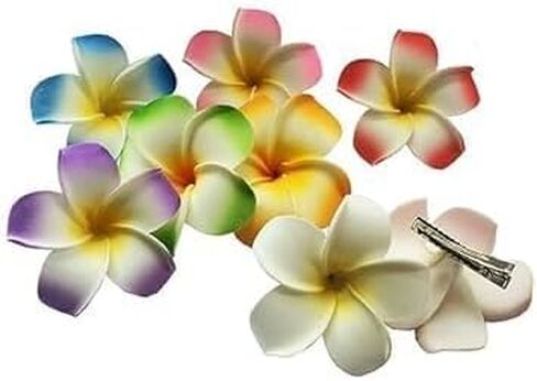 4 Pcs 7cm White and Pink Hawaiian Frangipani Plumeria Clips and Barrettes Foam Head Flower Party Beach Hair Clip Hair Clips Hair Accessories in Saudi Arabia