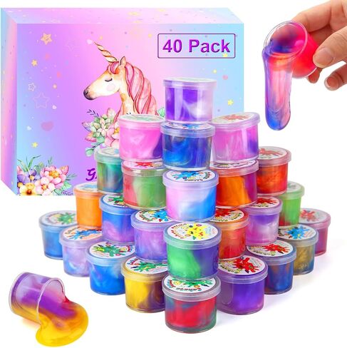 20 Pack Galaxy Slime, Slime Party Favors for Kids Unicorn Slime Goodie Bag Easter Basket Stuffers Birthday Gifts Class Prizes Girls Boys Adults Stress Relief Toys Super Soft Non-Sticky Putty in Saudi Arabia