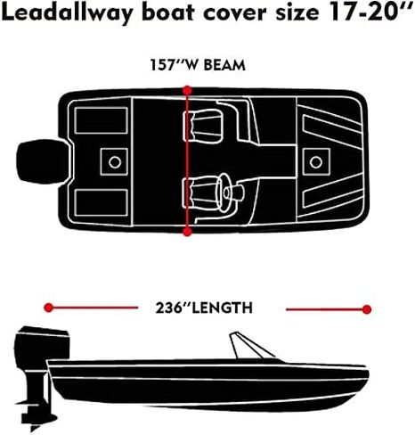 LEADALLWAY 600D Pontoon Boat Cover- PVC Coating and Heavy Duty Grey in Saudi Arabia