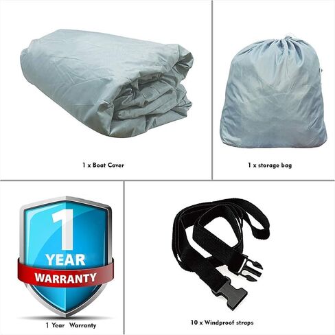 LEADALLWAY 600D Pontoon Boat Cover- PVC Coating and Heavy Duty Grey in Saudi Arabia