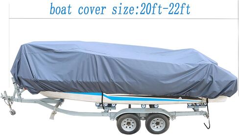 WFLNHB 20-22Ft 210D Heavy Duty Trailerable Grey Boat Cover Replacement for V-Hull Fishing Boat Tri-Hull Runabout Bass Boat in Saudi Arabia