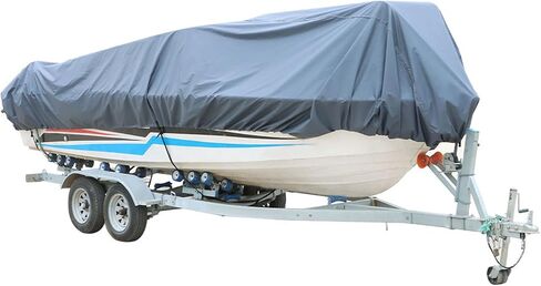 WFLNHB 20-22Ft 210D Heavy Duty Trailerable Grey Boat Cover Replacement for V-Hull Fishing Boat Tri-Hull Runabout Bass Boat in Saudi Arabia