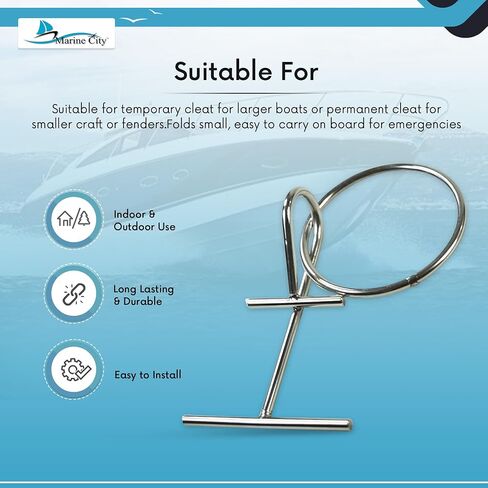 MARINE CITY Stainless Steel Portable Dock Cleat Heavy Duty T-bar O-Ring for Marine Fenders, Bumpers,Movable Cleat in Saudi Arabia
