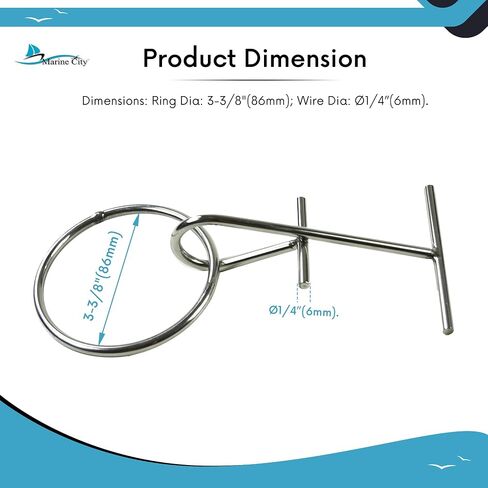 MARINE CITY Stainless Steel Portable Dock Cleat Heavy Duty T-bar O-Ring for Marine Fenders, Bumpers,Movable Cleat in Saudi Arabia