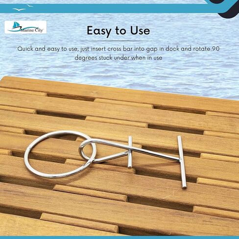 MARINE CITY Stainless Steel Portable Dock Cleat Heavy Duty T-bar O-Ring for Marine Fenders, Bumpers,Movable Cleat in Saudi Arabia