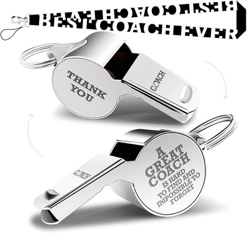 صفارة شكرًا لك على هدايا مدرب كرة القدم، صفارة للمدربين والمعلمين، صفارة مدرب الطوارئ، حكم الإنقاذ، صفارة عالية للرجال والنساء، صفارة المدربين الرياضيين مع هدية مدرب التشجيع بالحبل. in Kuwait