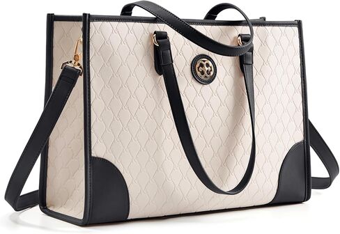 حقيبة كمبيوتر محمول من Missnine للنساء مقاس 15.6 بوصة من جلد البولي يوريثان المنقوش، حقيبة عمل احترافية، حقيبة كمبيوتر مصممة in Kuwait