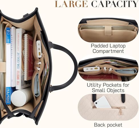 حقيبة كمبيوتر محمول من Missnine للنساء مقاس 15.6 بوصة من جلد البولي يوريثان المنقوش، حقيبة عمل احترافية، حقيبة كمبيوتر مصممة in Kuwait