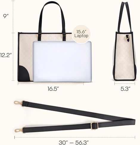 حقيبة كمبيوتر محمول من Missnine للنساء مقاس 15.6 بوصة من جلد البولي يوريثان المنقوش، حقيبة عمل احترافية، حقيبة كمبيوتر مصممة in Kuwait