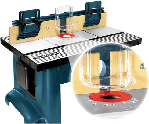 طاولة توجيه Bosch Benchtop للتوجيه الدقيق مع سياج قابل للتعديل - محطة عمل خشبية قوية - حزمة تصميم محمولة مع Microjig Grr-Ripper Advanced 3D Pushblock (عنصران) in Kuwait