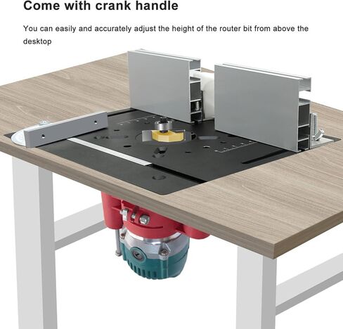 4Pcs Woodworking Flip Plate Kit, Aluminum Alloy Router Plunge Base Router Lift DIY Tools with Flip Board, Lifting Base, Backer, Hand Crank Handle, Dial in Saudi Arabia