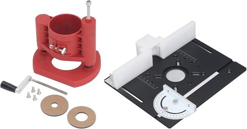 4Pcs Woodworking Flip Plate Kit, Aluminum Alloy Router Plunge Base Router Lift DIY Tools with Flip Board, Lifting Base, Backer, Hand Crank Handle, Dial in Saudi Arabia