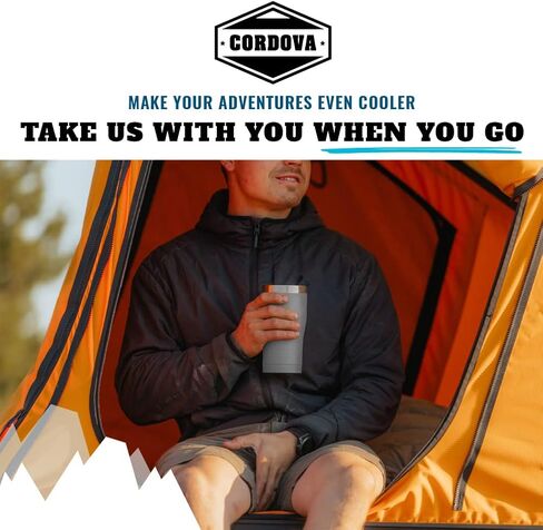 Cordova Outdoors Tumbler - Double Wall Stainless Steel Drinkware, Powder Coated, Clear No-Spill Slider Lid, Illuminating, 20 oz in Saudi Arabia