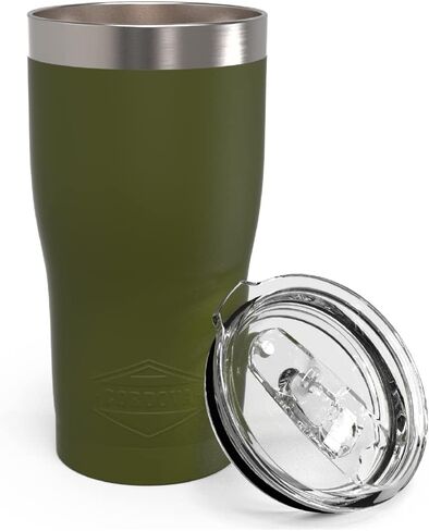 Cordova Outdoors Tumbler - Double Wall Stainless Steel Drinkware, Powder Coated, Clear No-Spill Slider Lid, Illuminating, 20 oz in Saudi Arabia