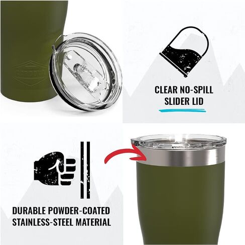 Cordova Outdoors Tumbler - Double Wall Stainless Steel Drinkware, Powder Coated, Clear No-Spill Slider Lid, Illuminating, 20 oz in Saudi Arabia